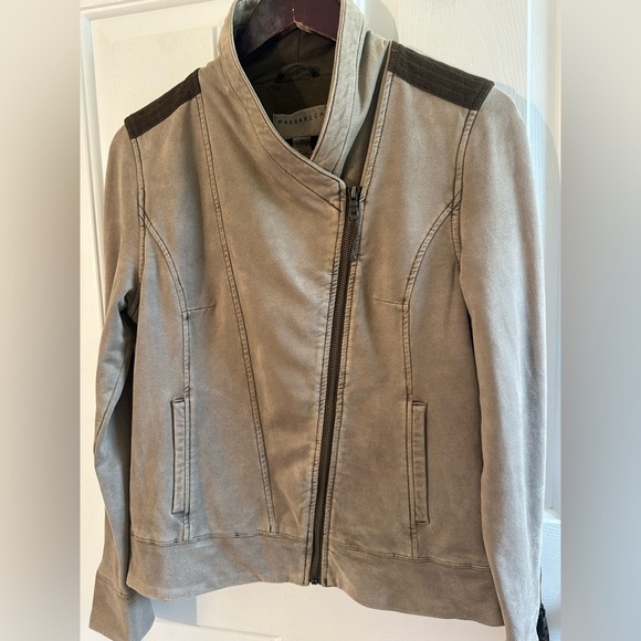 MARRAKECH Anthropologie XS French Terry Jacket Bomber Faux Suede Lightweiht Moto - Picture 4 of 11